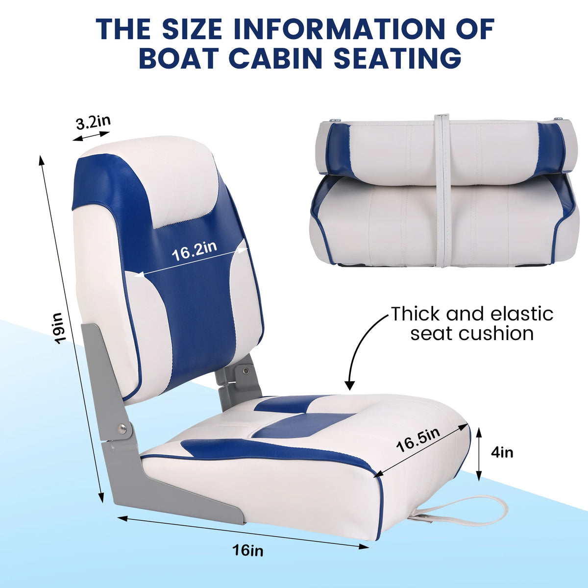Folding Boat Seats With Thick Padding And Weather Resistant Support