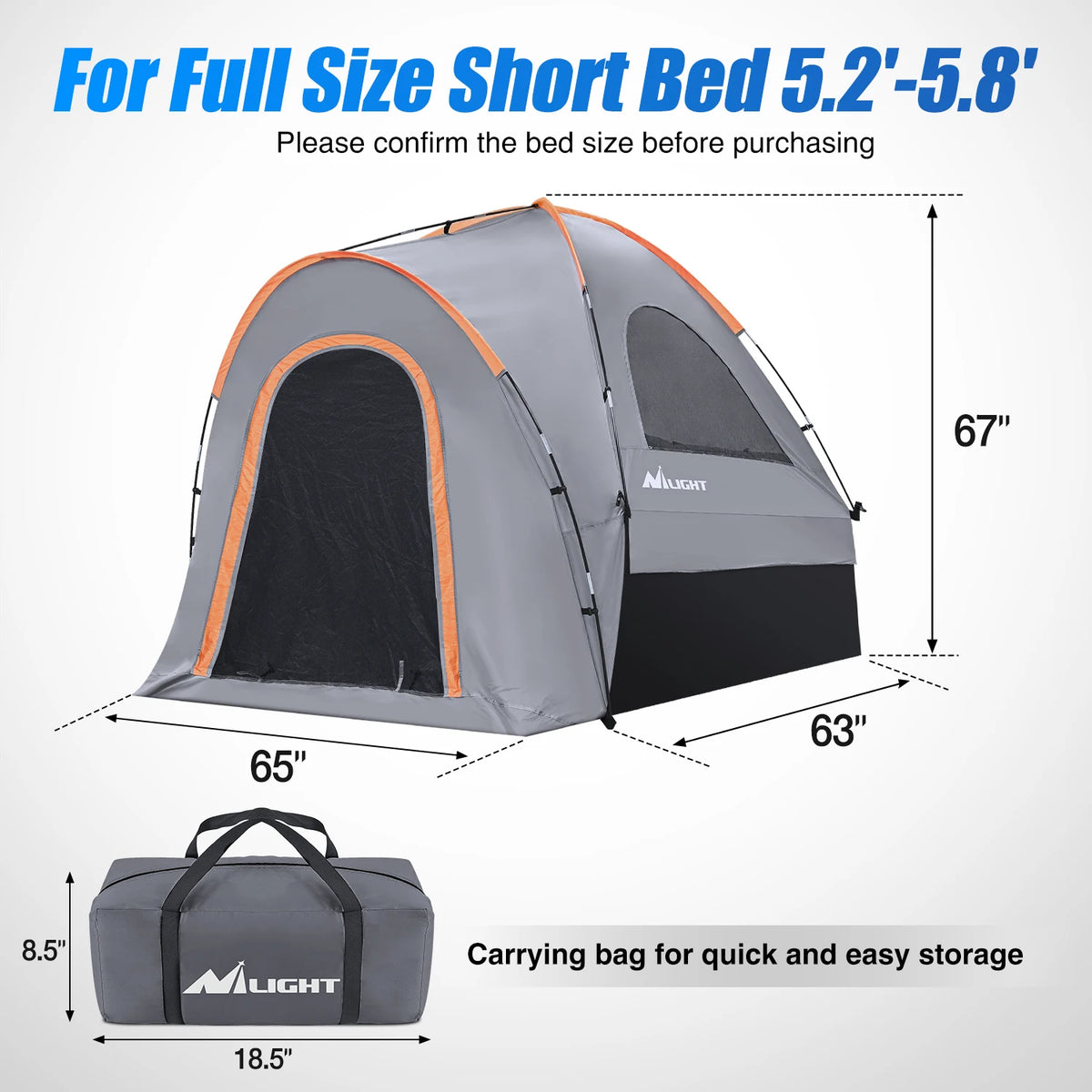 Waterproof Two Person Truck Bed Tent Double Layer Aluminum Frame