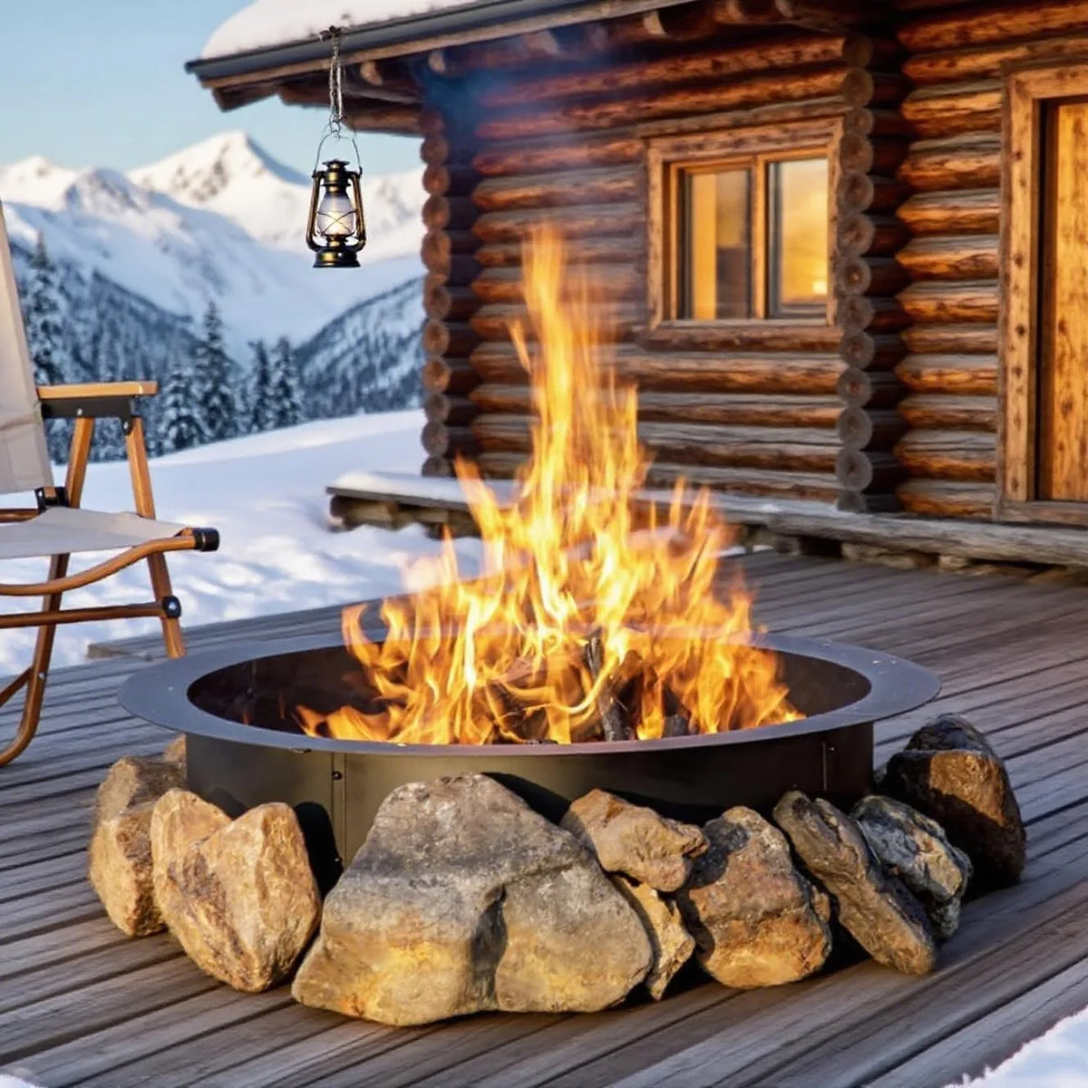 Heavy Duty Steel Fire Pit Ring Liner Outdoor Wood Burning