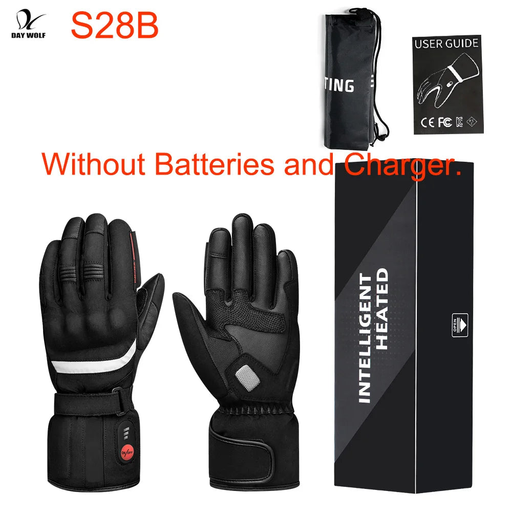 DAY WOLF Heated Motorcycle Gloves Waterproof Rechargeable Winter Gear