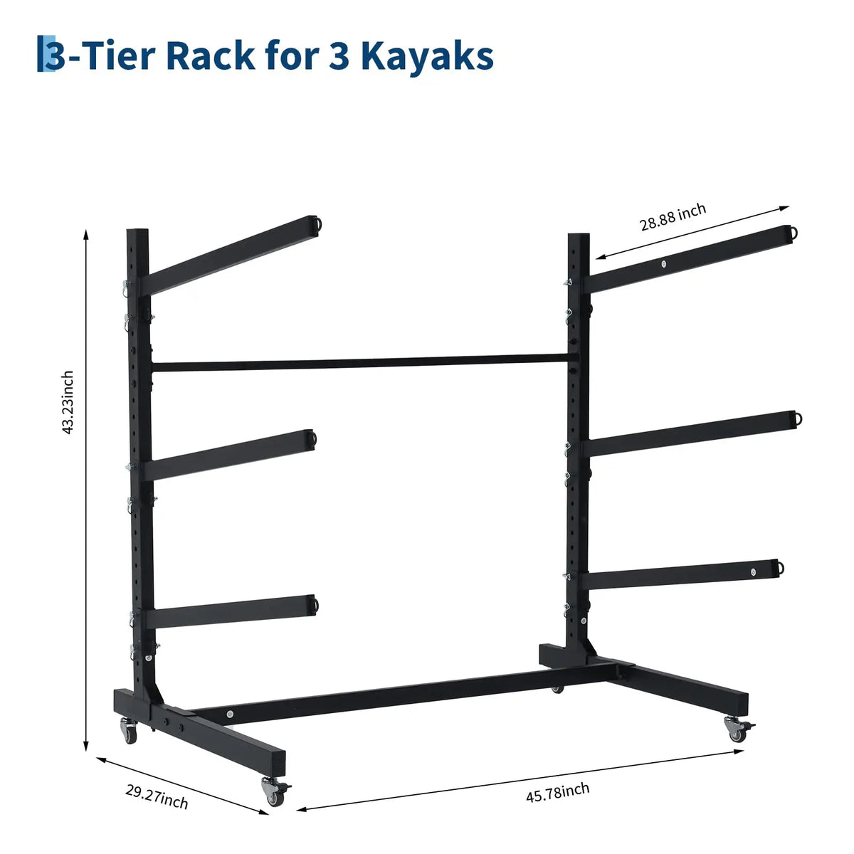 HiMiss Adjustable Heavy Duty Kayak Rack With Wheels