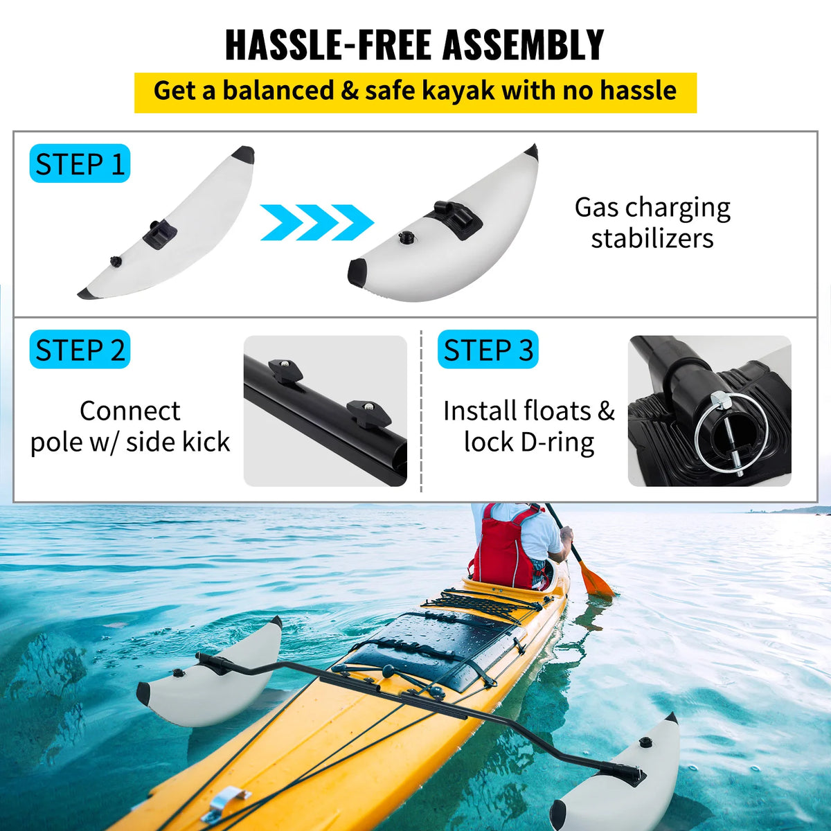 SucceBuy Inflatable Kayak Outrigger Stabilizer Floats For Canoes