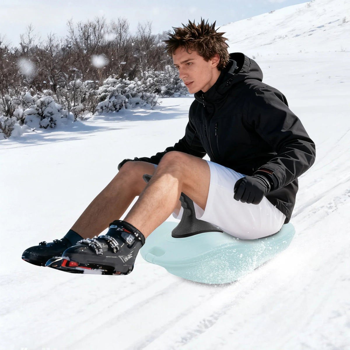 Portable Snow Sled With Ergonomic Handle For Winter Outdoor Fun