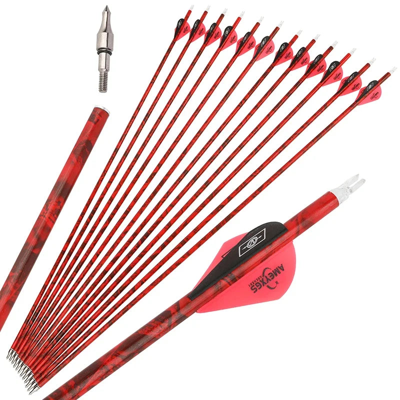Reliable Mixed Carbon Archery Arrows Featuring Durable Rubber Feathers