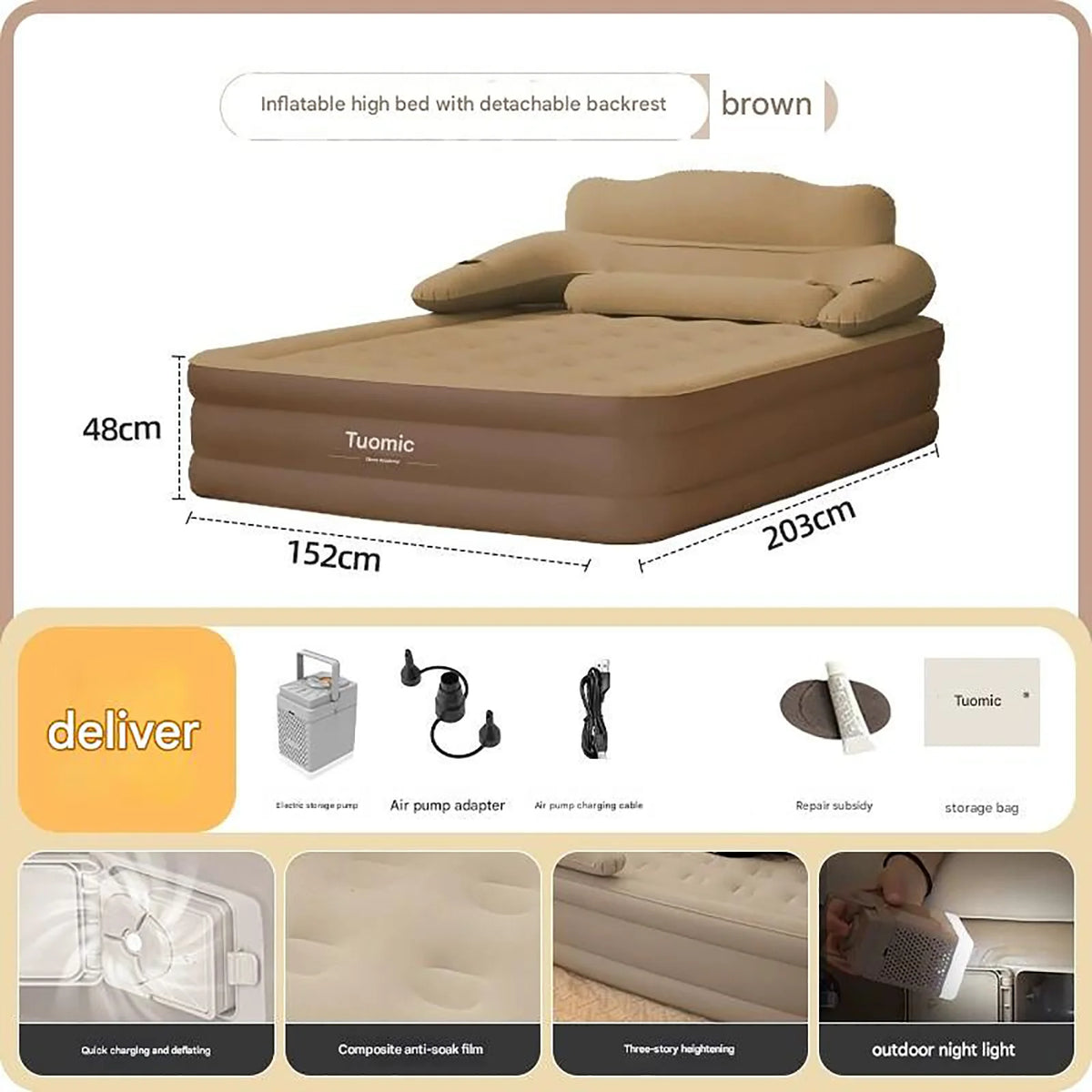 Automatic Inflatable Camping Mattress With Built In Pump PVC Sleeping Mat