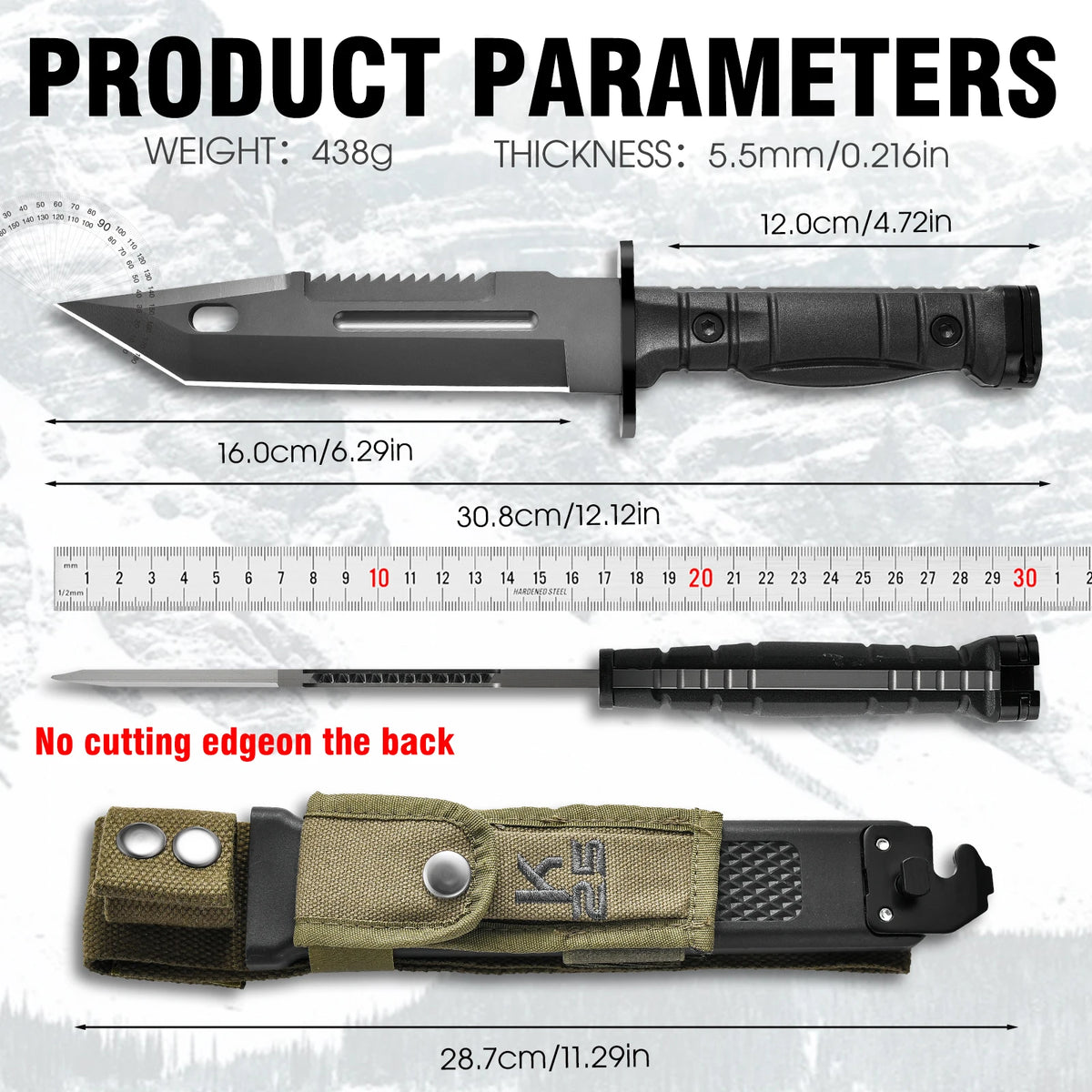 Gdekls Fixed Blade Outdoor Knife for Camping Hiking and Survival