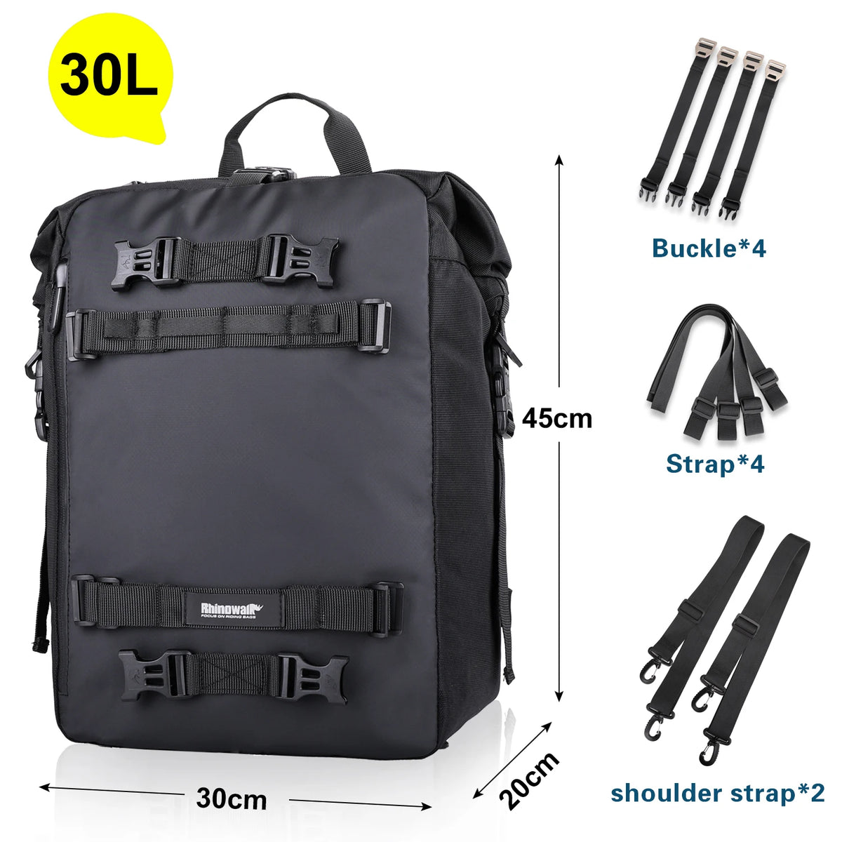 Rhinowalk Motorcycle Rear Seat Bag Waterproof Luggage