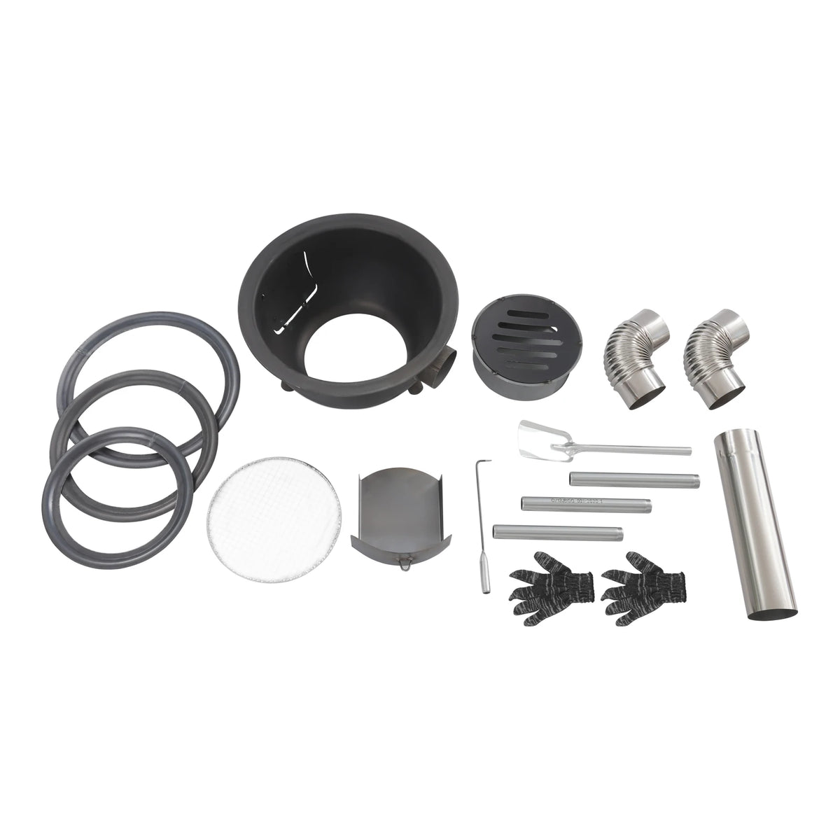 Portable Wood Stove Grill Grate Three Pot Rings Fire Pit