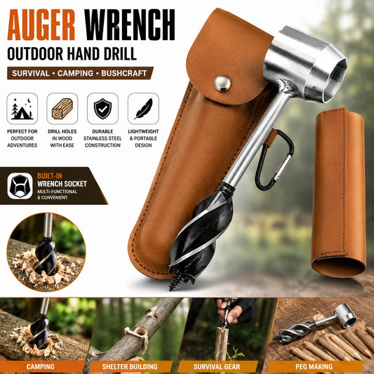 Manual Wood Auger Hand Drill Wrench Survival Tool For Camping