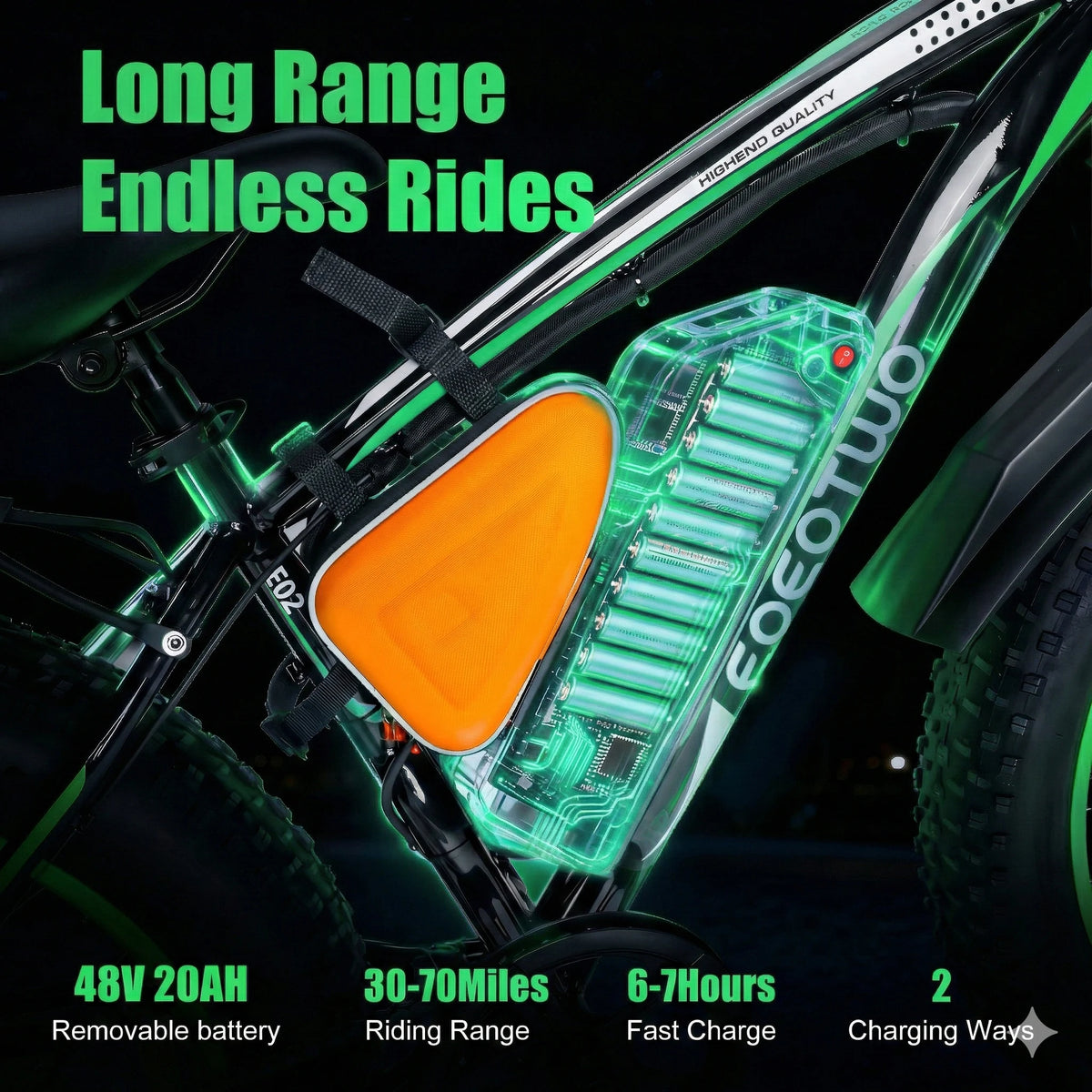EOEOTWO Fat Tire Electric Bike 1000W 48V 20Ah Mountain Ebike