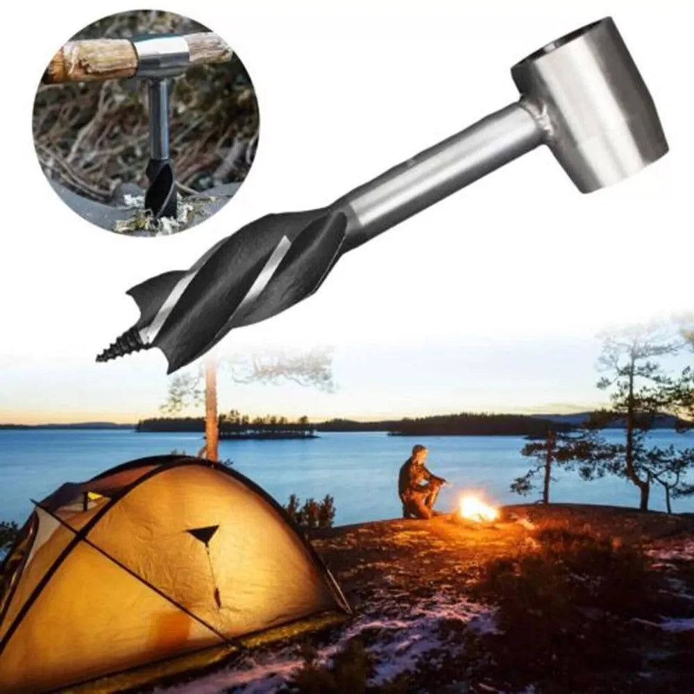 Manual Wood Auger Hand Drill Wrench Survival Tool For Camping