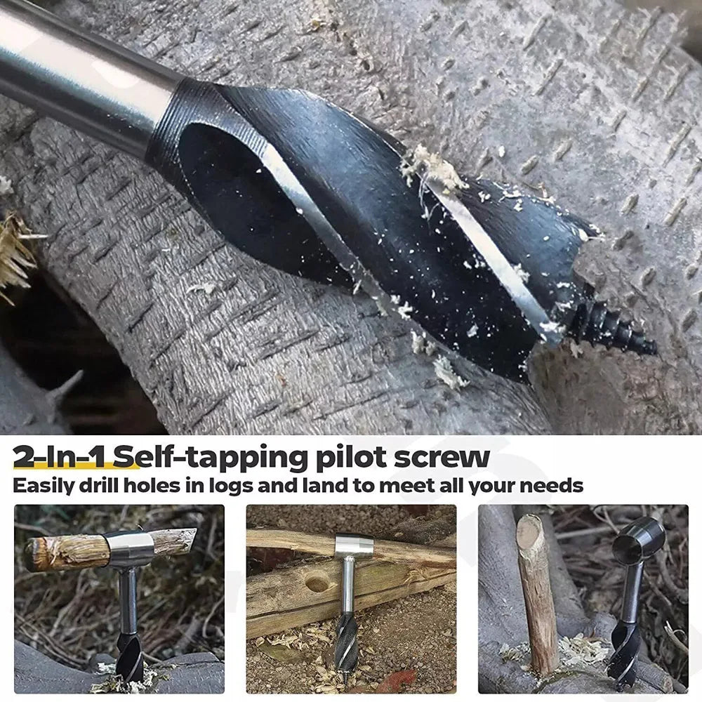 Manual Wood Auger Hand Drill Wrench Survival Tool For Camping