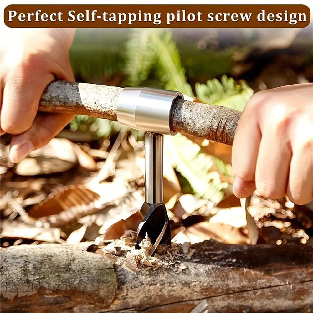 Manual Wood Auger Hand Drill Wrench Survival Tool For Camping