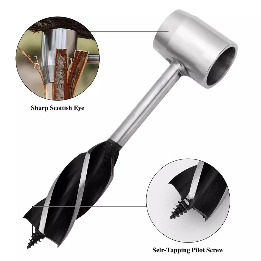 Manual Wood Auger Hand Drill Wrench Survival Tool For Camping