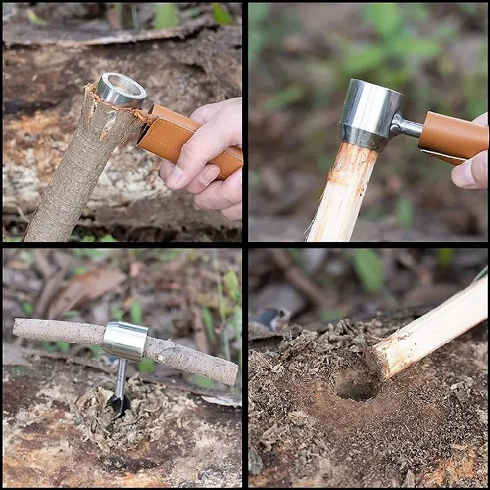 Manual Wood Auger Hand Drill Wrench Survival Tool For Camping