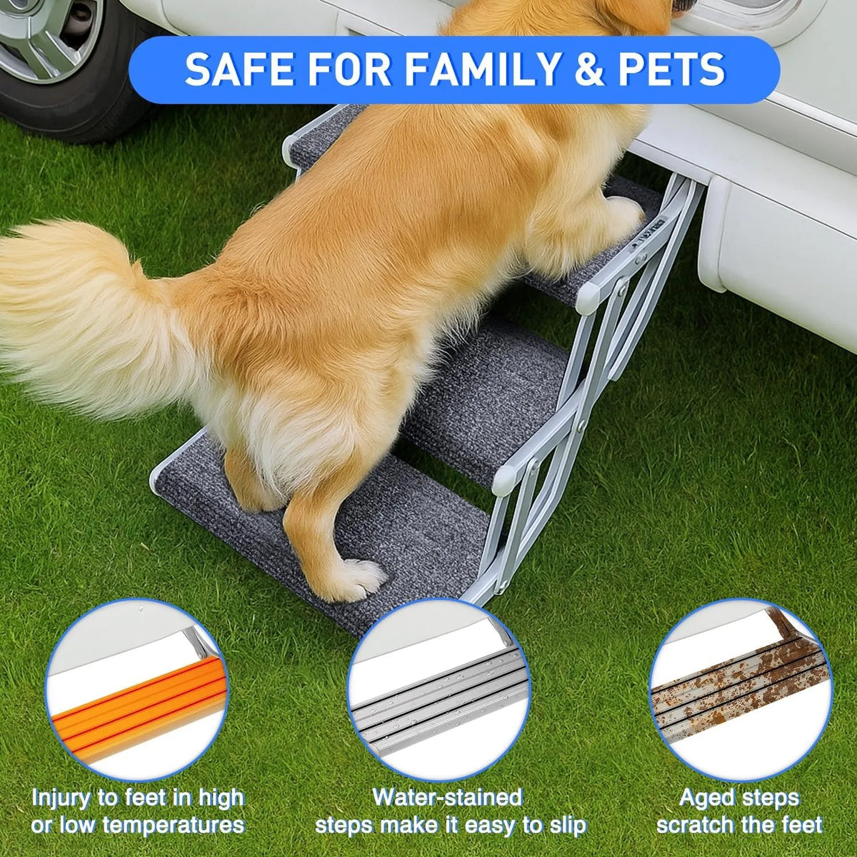 Nilight RV Step Covers With Adjustable Wraparound Carpet And Springs