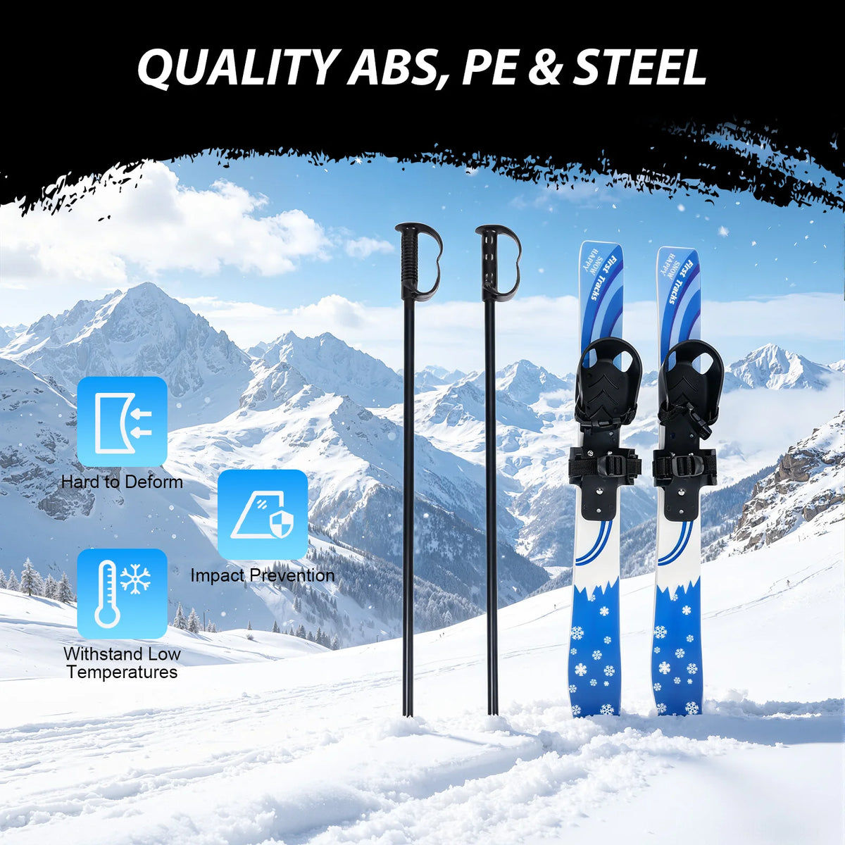 Kids Ski Set With Poles Durable ABS Construction For Beginners