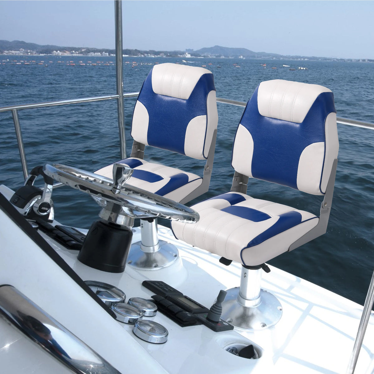 Folding Boat Seats With Thick Padding And Weather Resistant Support