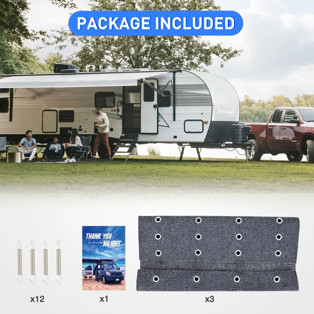 Nilight RV Step Covers With Adjustable Wraparound Carpet And Springs