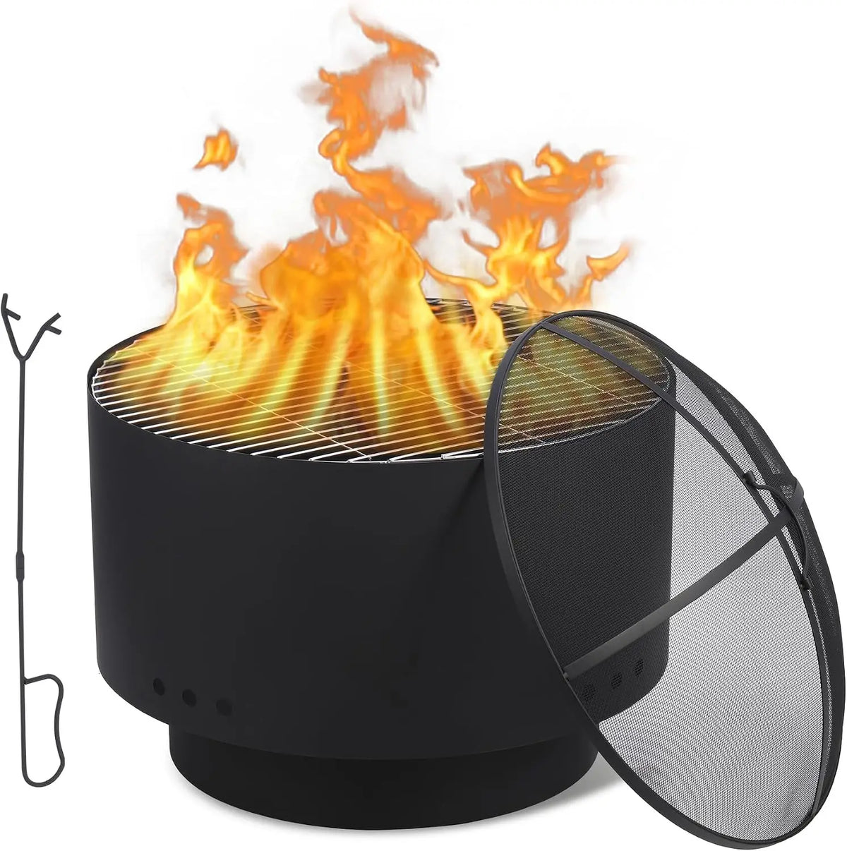 Tacleekii Smokeless Outdoor Fire Pit With Cover For Backyard Cooking