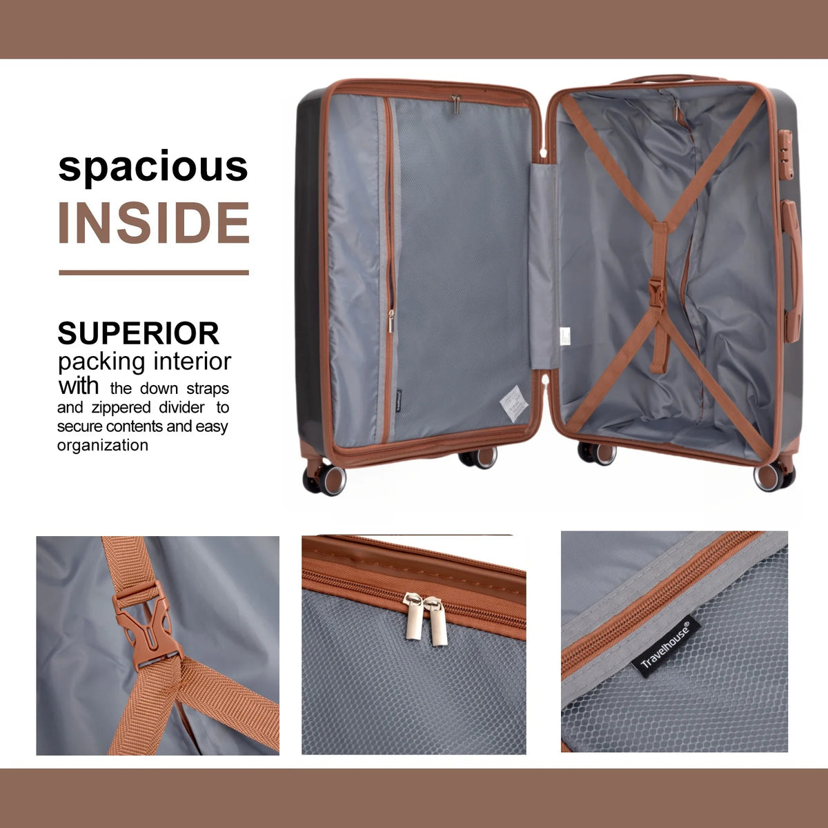 Travelhouse Luggage Set With Spinner Wheels And TSA Lock