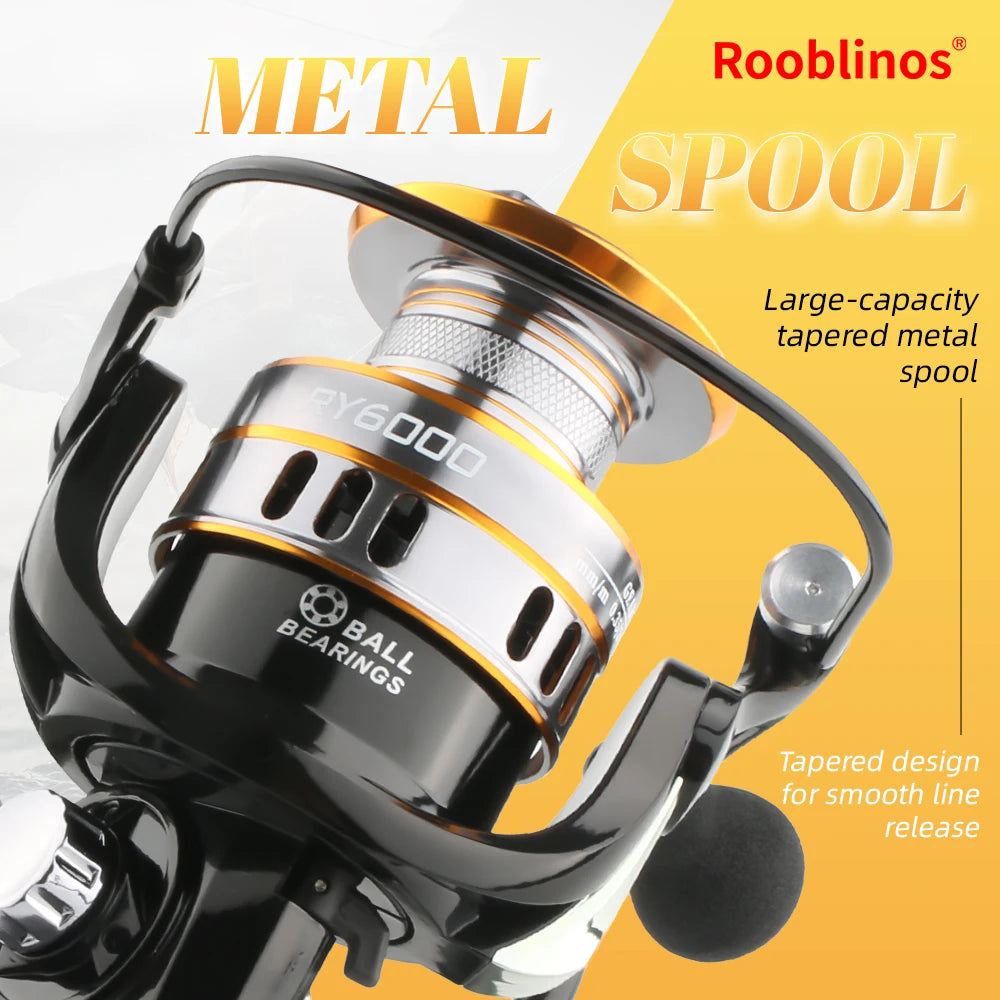 Rooblinos Spinning Fishing Reel 5.2 Ratio Eva Handle Design