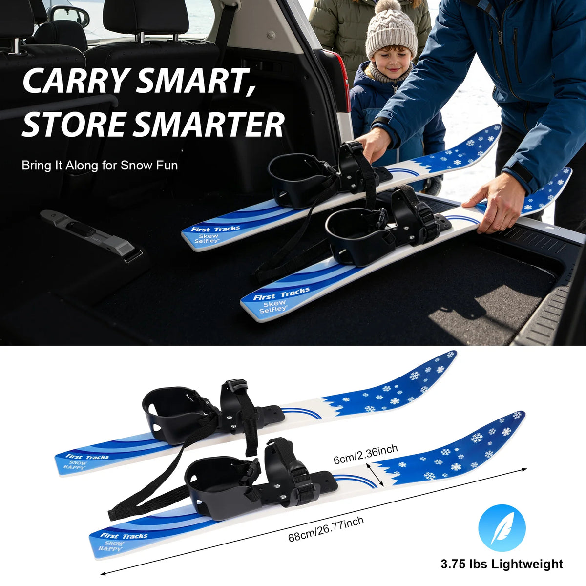Kids Ski Set With Poles Durable ABS Construction For Beginners