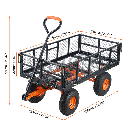 SucceBuy Heavy Duty Metal Garden Utility Dump Cart Wagon
