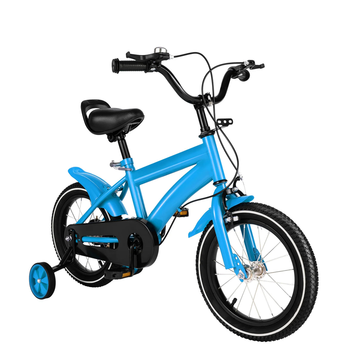 Steel Kids Bicycle With Training Wheels And Adjustable Handlebars