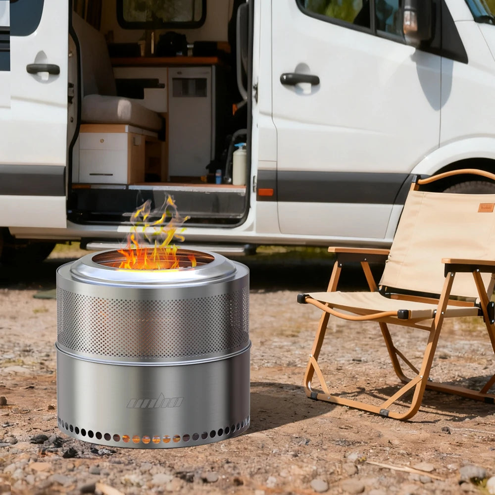 Unho Smokeless Portable Fire Pit for Camping and Outdoor BBQ