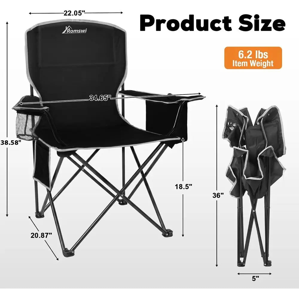 Portable Folding Camping Chairs With Cooler Bag And Cup Holders