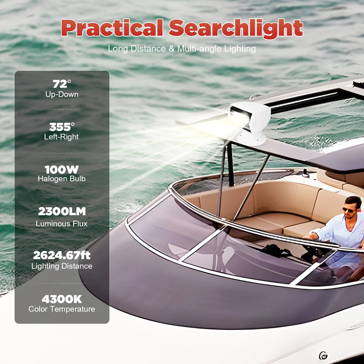 Marine Boat Searchlight With Remote Control For Night Navigation