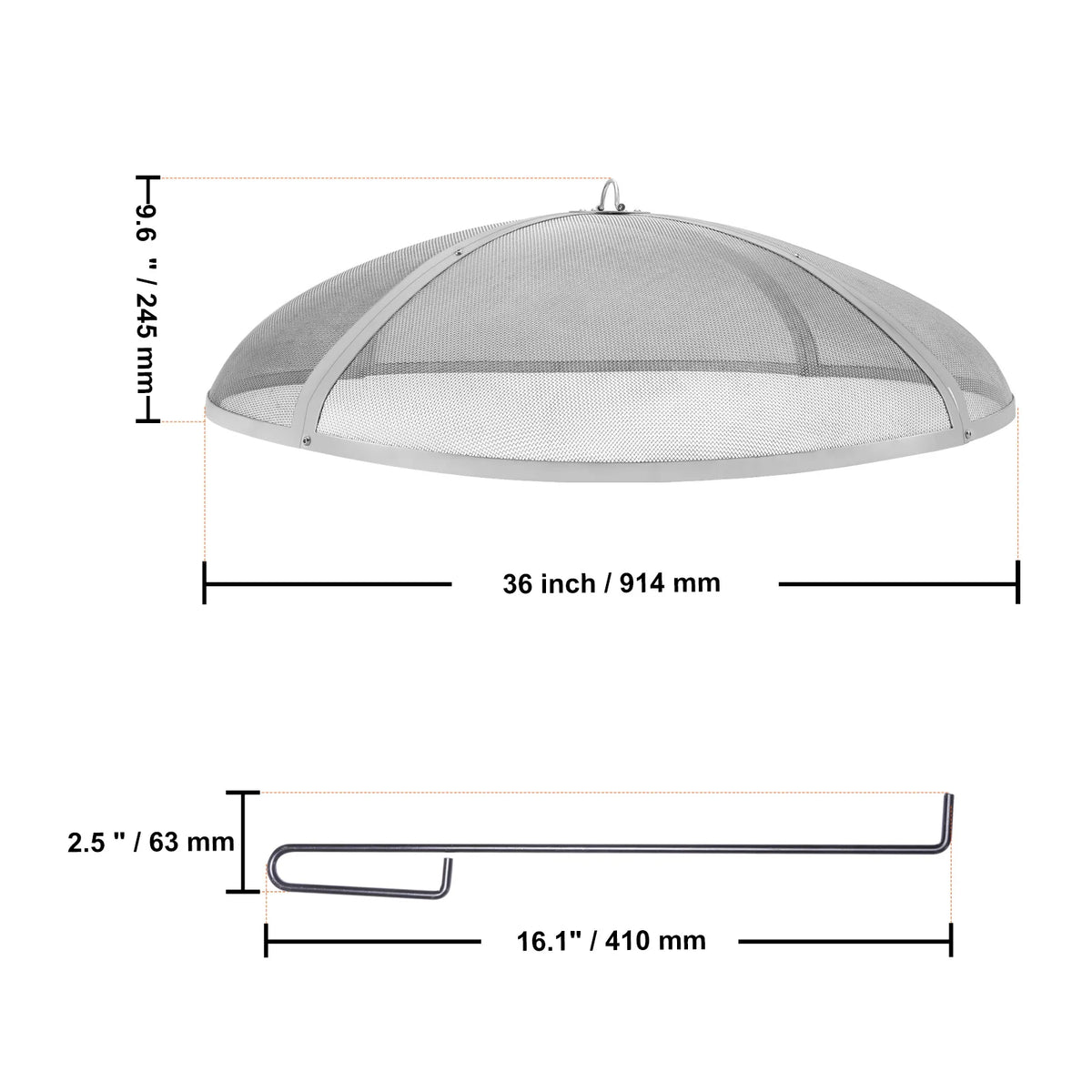 Stainless Steel Outdoor Fire Pit Spark Screen Protective Lid