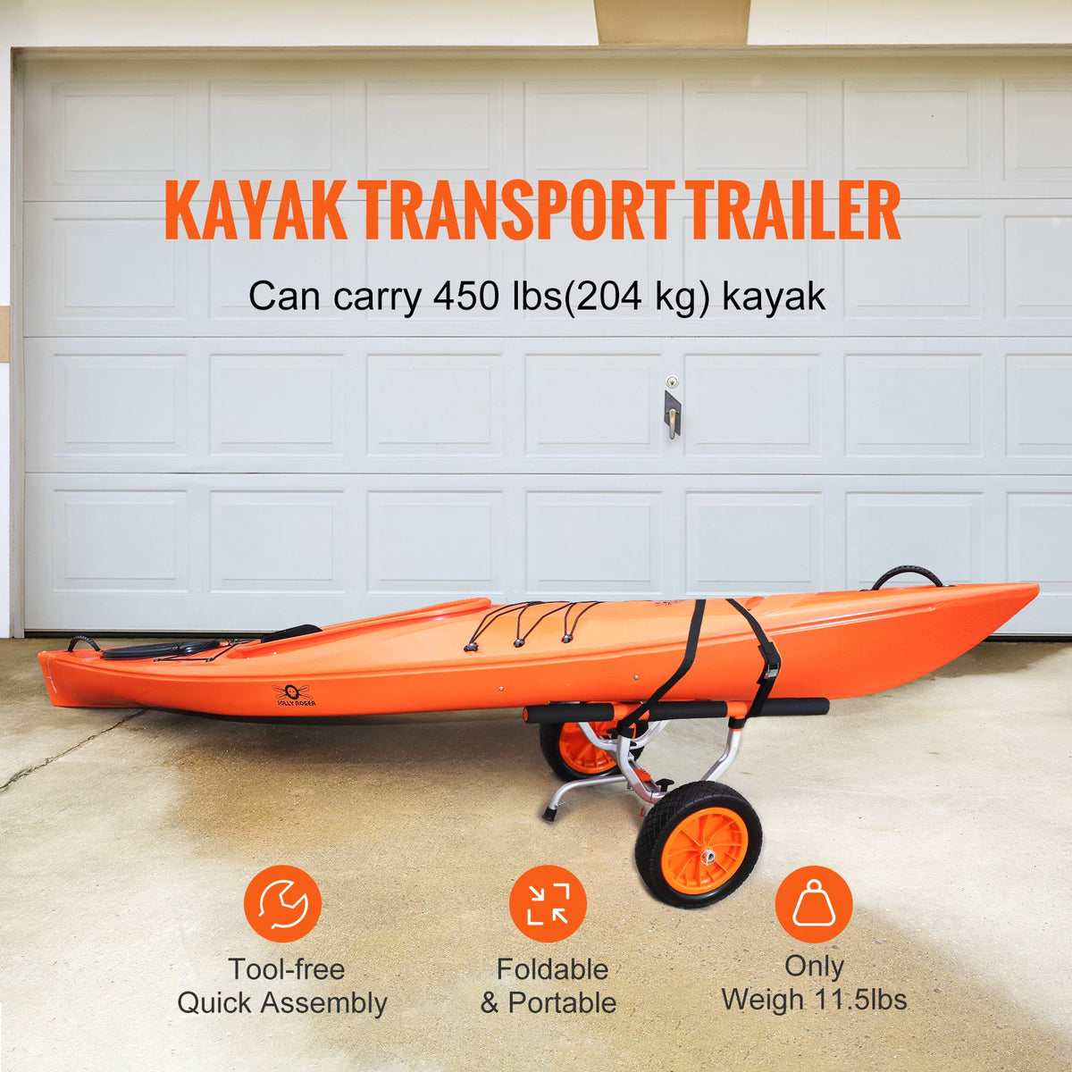 SucceBuy Heavy Duty Aluminum Kayak And Canoe Transport Cart