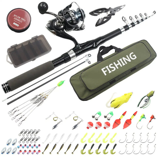 Telescopic Fishing Rod And Reel Combo With Portable Tackle Kit