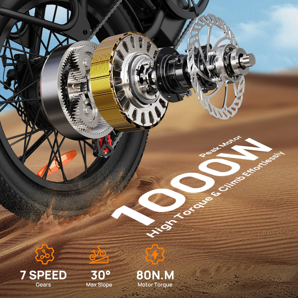 Urlife 1000W Fat Tire Electric Bike Featuring Removable Battery