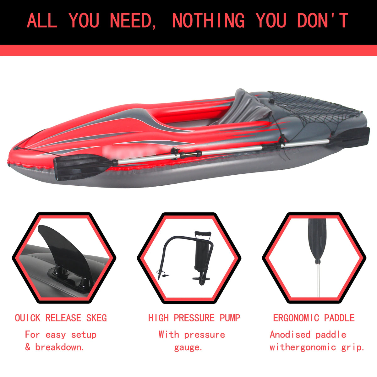 HHSJZWCY Inflatable One Person Kayak With Pump And Accessories