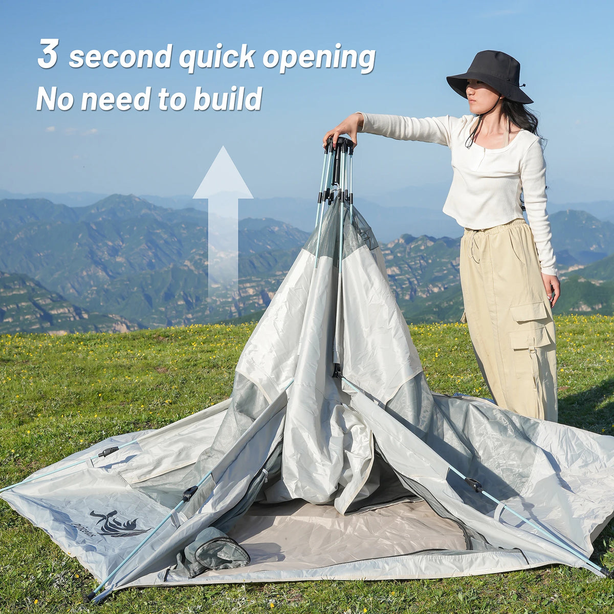 Pakicetus Quick Set Hexagonal Camping Tent With Mesh Ventilation