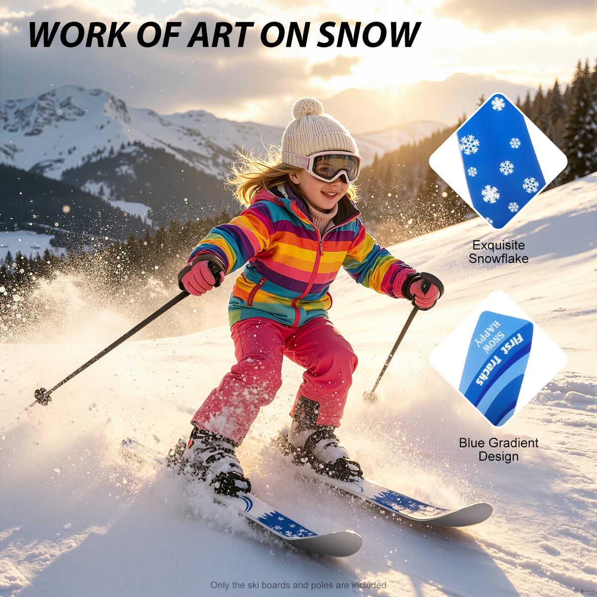 Kids Ski Set With Poles Durable ABS Construction For Beginners