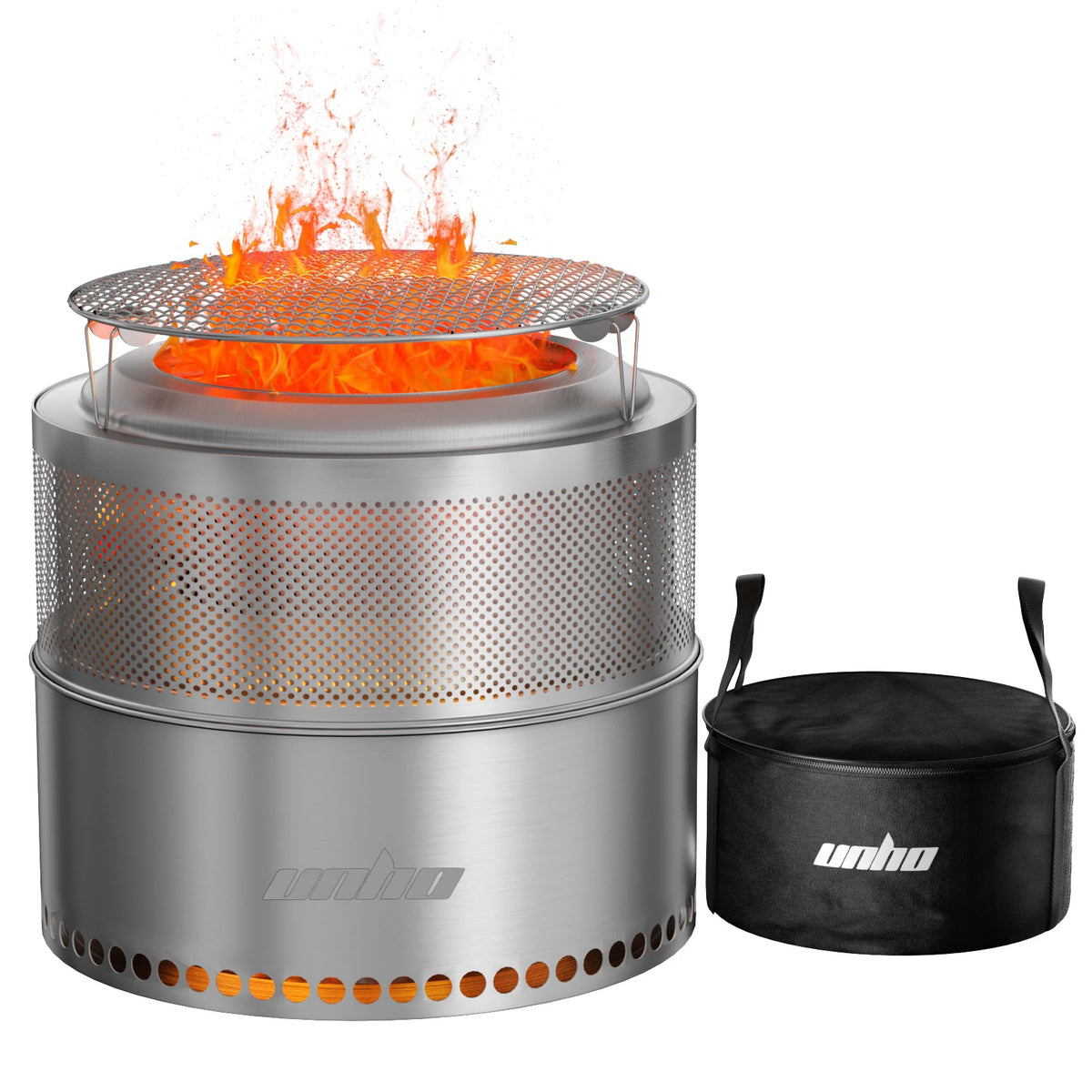 Portable Smokeless Stainless Steel Fire Pit With Grill Grate