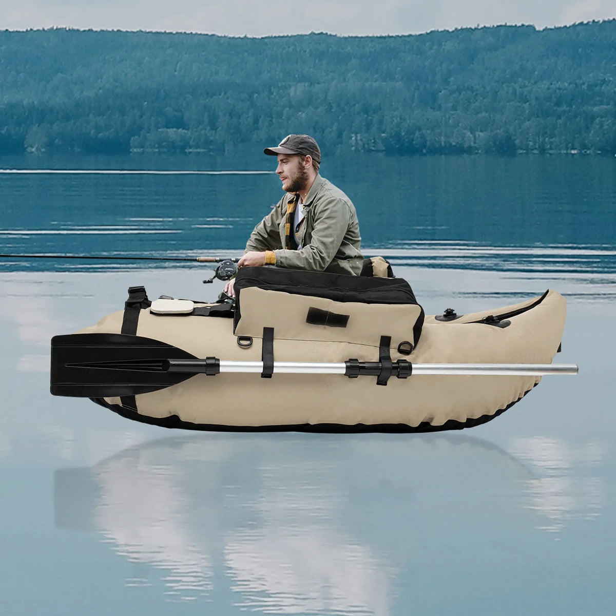 Outdoor Inflatable Fishing Boat With Pump And Adjustable Backrest