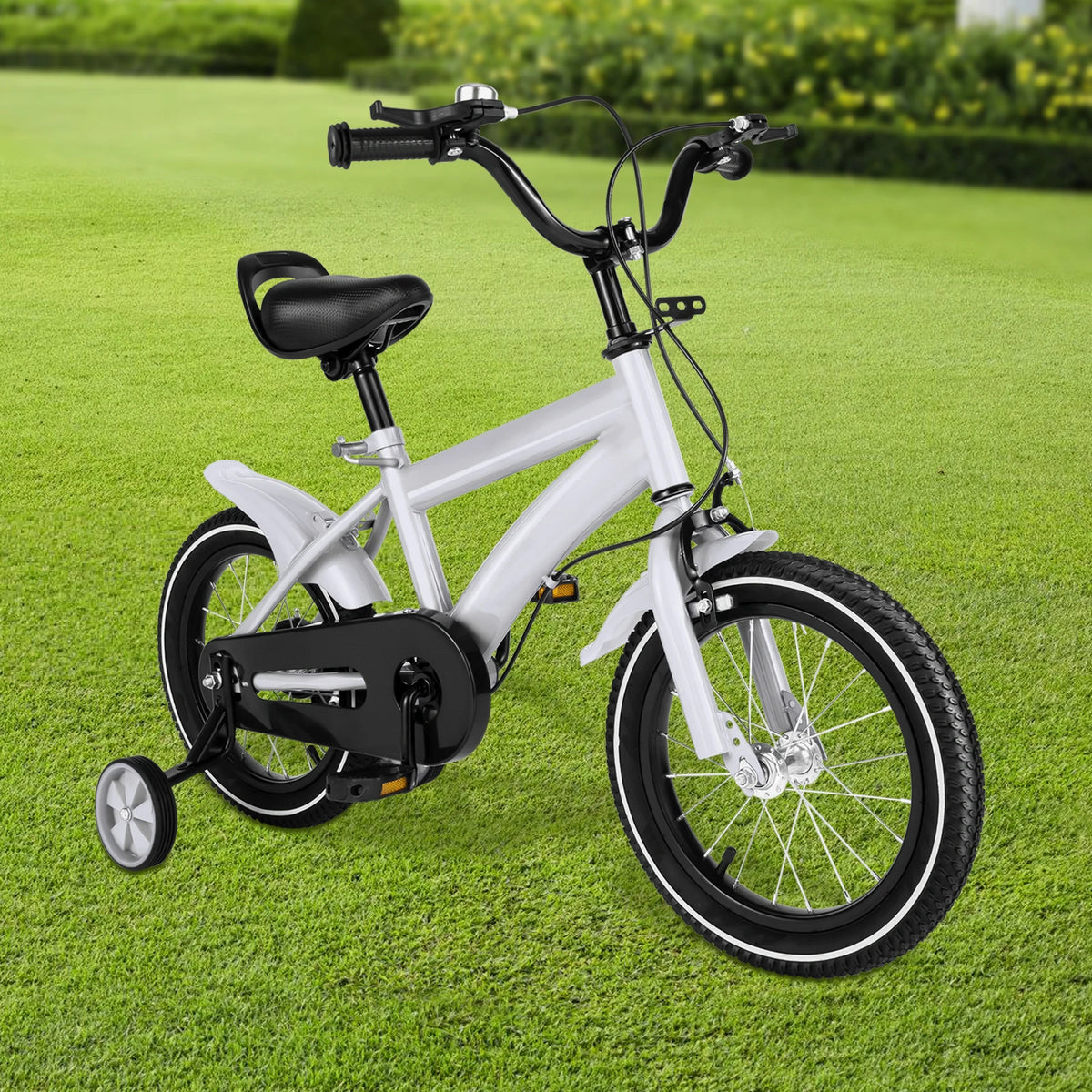 Steel Kids Bicycle With Training Wheels And Adjustable Handlebars