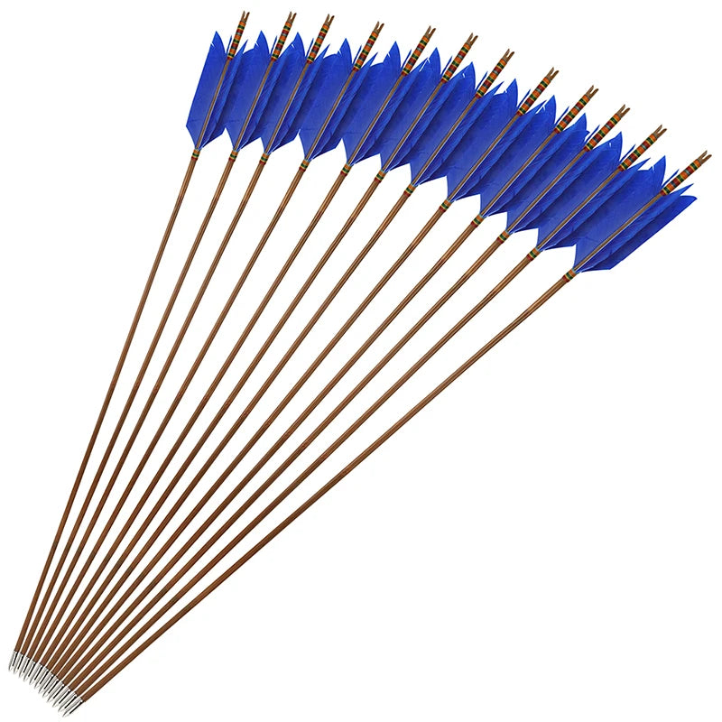 Traditional Bamboo Archery Arrows With Turkey Feathers For Bow Hunting
