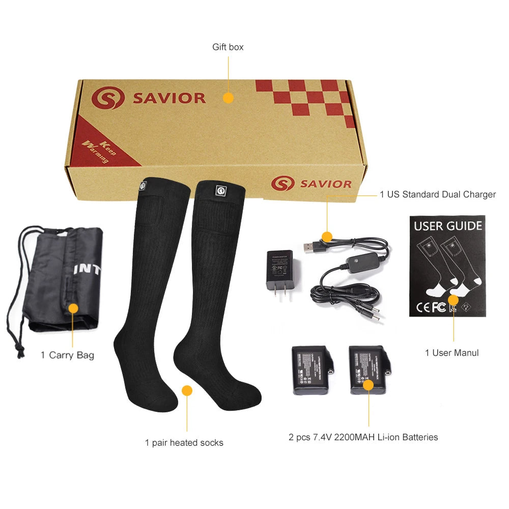 Savior Heated Thermal Socks Rechargeable Warmth For Outdoor Activities