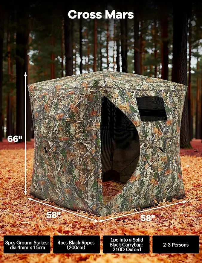 Portable 270 Degree Camouflage Ground Hunting Blind With Carry Bag
