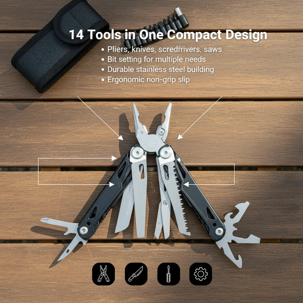 Stainless Steel Multitool Pliers With Screwdriver Saw And Scissors