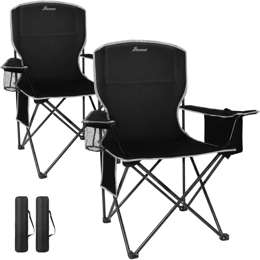 Portable Folding Camping Chairs With Cooler Bag And Cup Holders