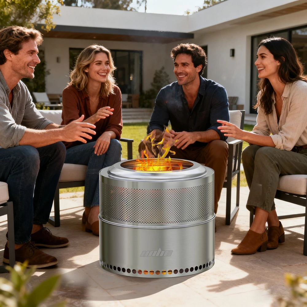 Unho Smokeless Portable Fire Pit for Camping and Outdoor BBQ