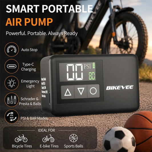 Bikevee Portable Electric Mini Air Pump With Digital Gauge