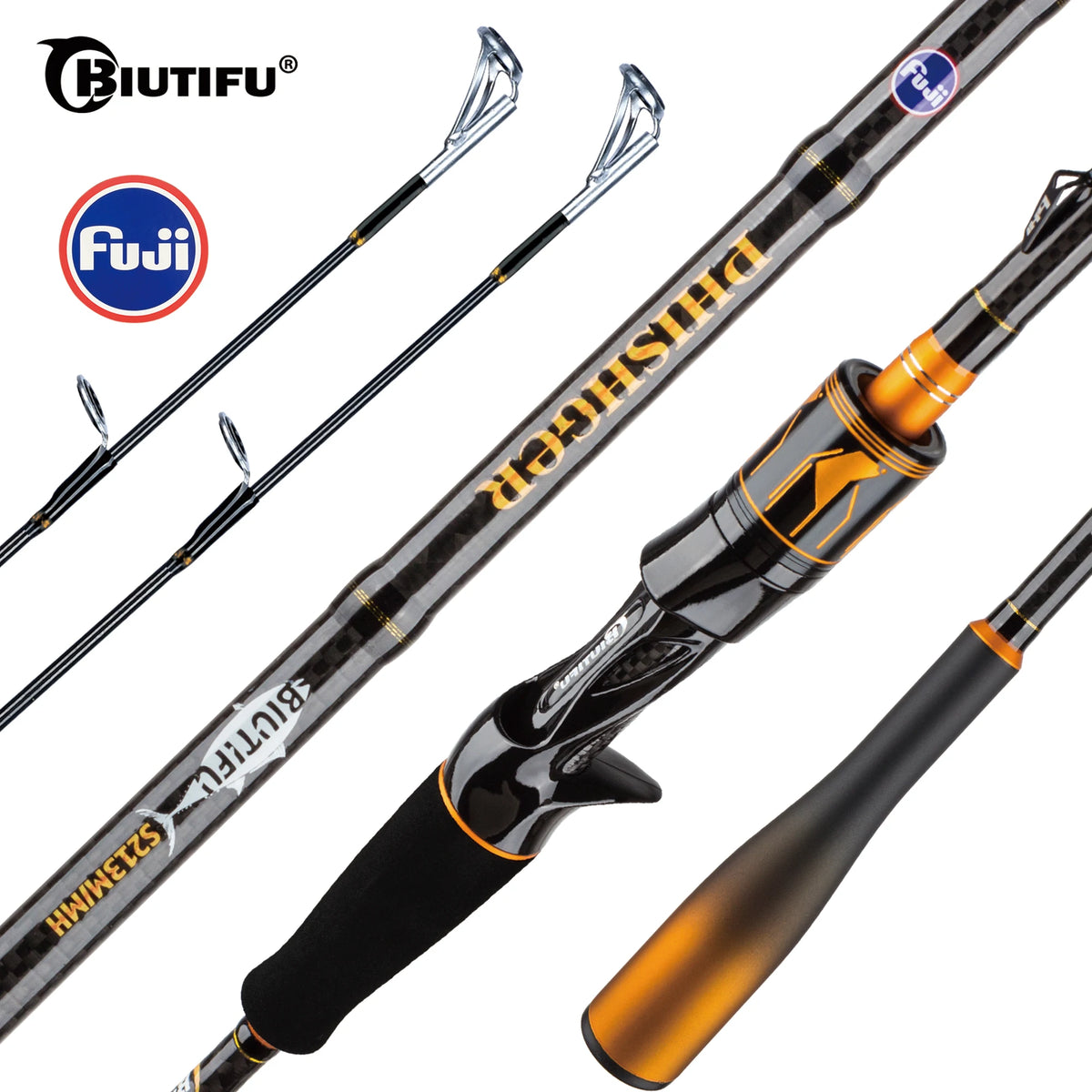 BIUTIFU Carbon Fishing Rod With Fuji Guides Fast Action